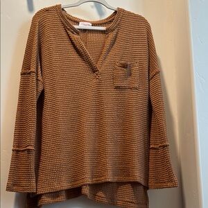 Brown Waffle Knit Sweater